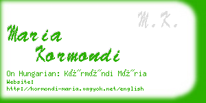 maria kormondi business card